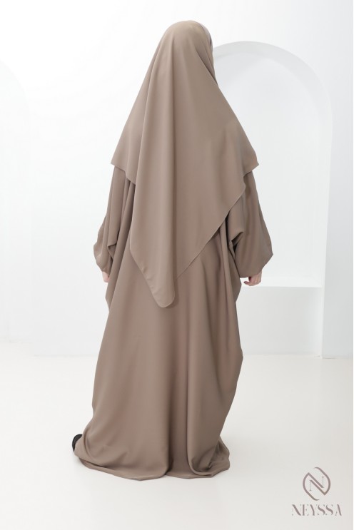 Set aus Abaya und Khimar in Taupe mit Tasche für Frauen
