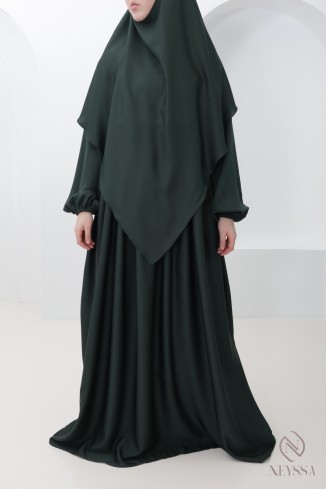 Pointed abaya khimar combo, Nidah silk, pocket on the bust