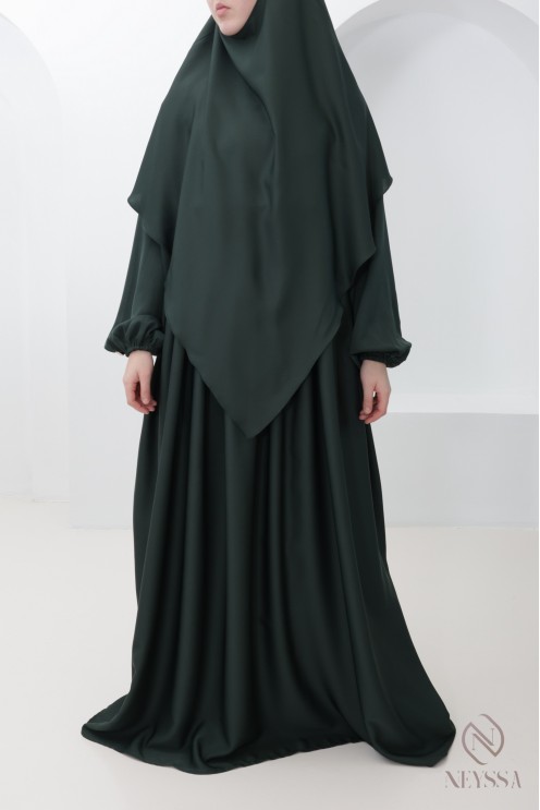 Pointed abaya khimar combo, Nidah silk, pocket on the bust