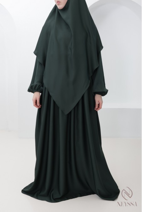 Abaya-Khimar-Set mit spitzer Spitze, Tasche auf der Brust