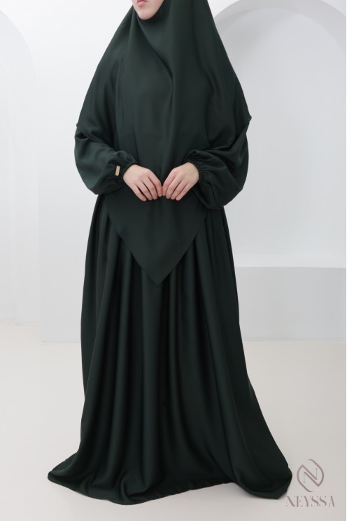 Pointed abaya khimar combo, Nidah silk, pocket on the bust