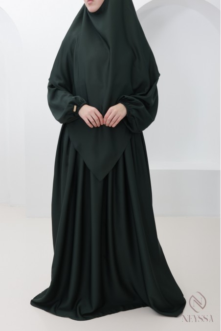 Abaya-Khimar-Set mit spitzer Spitze, Tasche auf der Brust