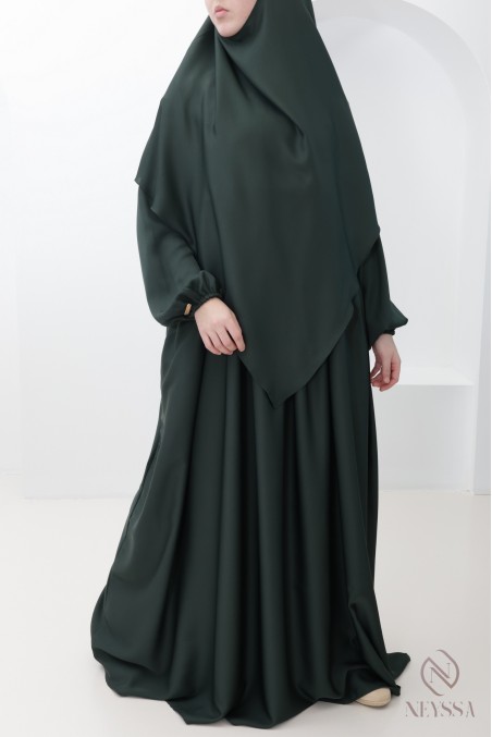 Pointed abaya khimar combo, Nidah silk, pocket on the bust