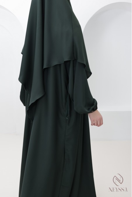 Pointed abaya khimar combo, Nidah silk, pocket on the bust