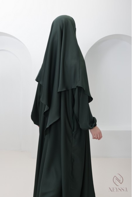 Abaya-Khimar-Set mit spitzer Spitze, Tasche auf der Brust
