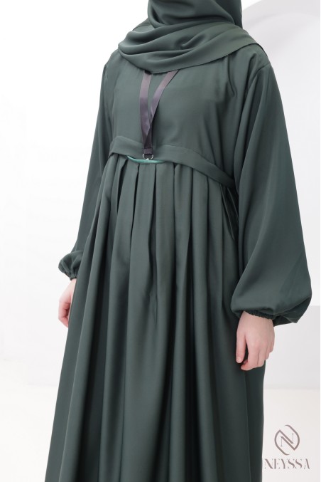 Pointed abaya khimar combo, Nidah silk, pocket on the bust