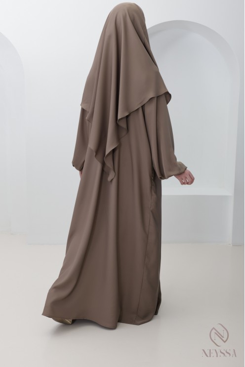 Nidah silk abaya khimar set, zipped pocket on the bust