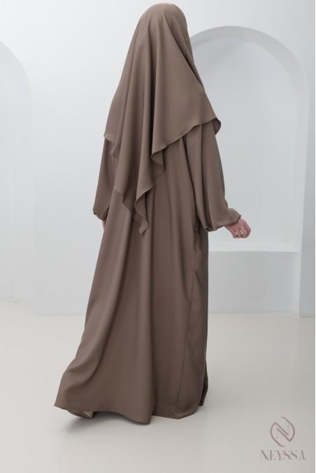 Ensemble abaya khimar soie de Nidah, poche zippée sur le buste