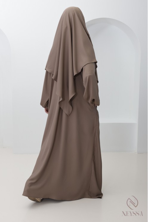 Ensemble abaya khimar soie de Nidah, poche zippée sur le buste