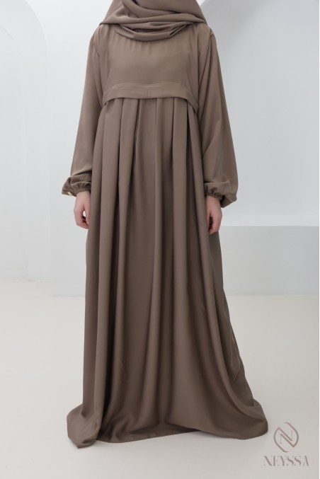 Nidah silk abaya khimar set, zipped pocket on the bust