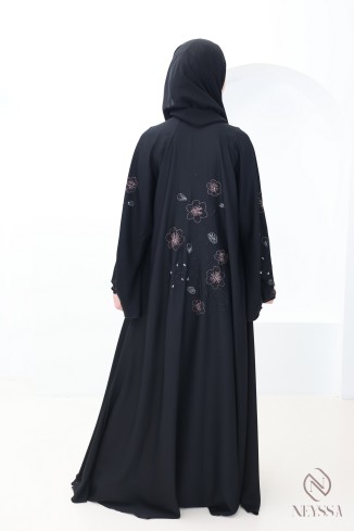 Abaya Dubaï kimono broderie florale femme hijabi tendance 2