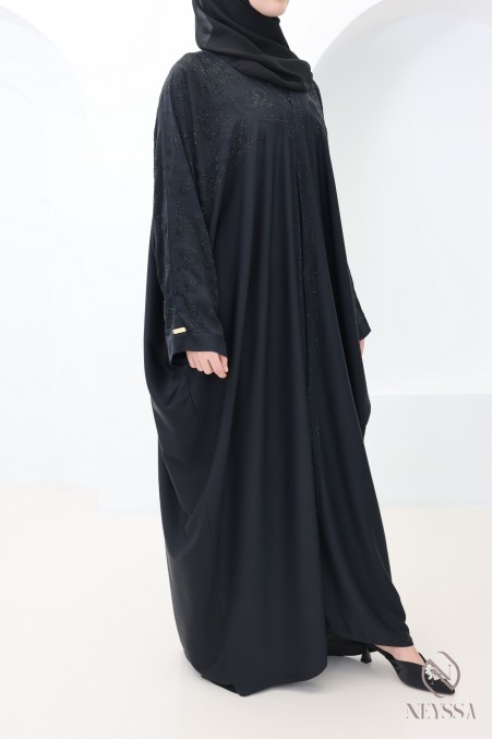 Abaya Dubai Kimono im Schmetterlingsschnitt mit Strass-Arabesken
