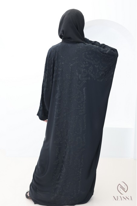 Abaya Dubai Kimono im Schmetterlingsschnitt mit Strass-Arabesken
