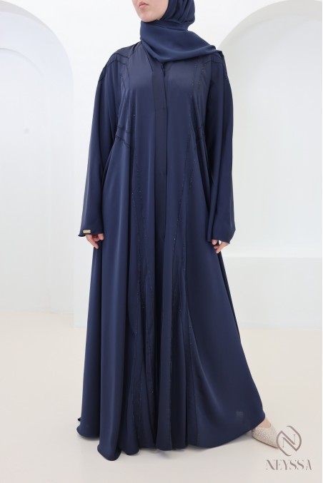 Luxuriöse Abaya Dubai mit ausgestelltem Schnitt, mit Strasssteinen Eid