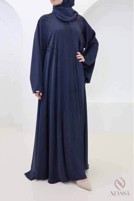 Luxuriöse Abaya Dubai mit ausgestelltem Schnitt, mit Strasssteinen Eid