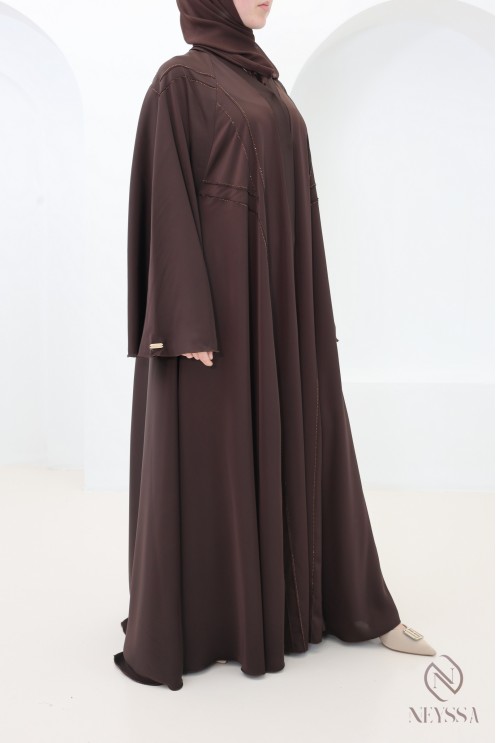 Brown flared Dubai abaya, Eid outfit for Muslim women