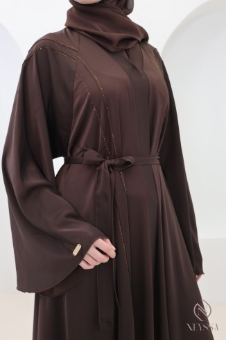 Brown flared Dubai abaya, Eid outfit for Muslim women 2