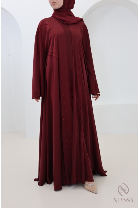 Dubai Abaya for Eid in chic burgundy for modern hijabi women