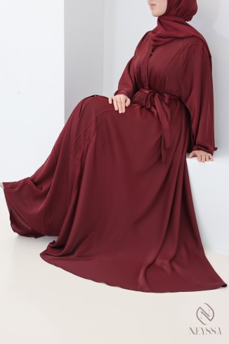 Abaya Dubaï pour l'Aïd chic bordeaux pour femme hijabi moderne