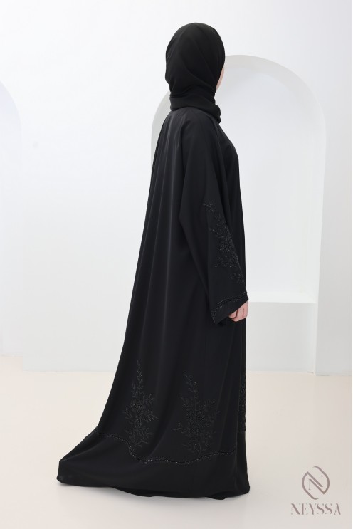 Dubai kimono abaya with embroidered pearls and rhinestones, Eid