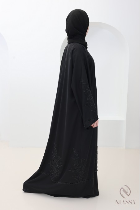 Dubai kimono abaya with embroidered pearls and rhinestones, Eid