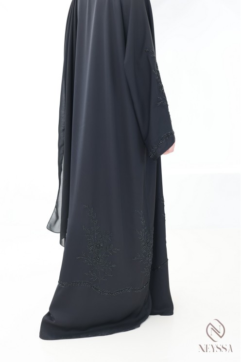 Dubai kimono abaya with embroidered pearls and rhinestones, Eid