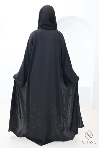 Dubai kimono abaya with embroidered pearls and rhinestones, Eid
