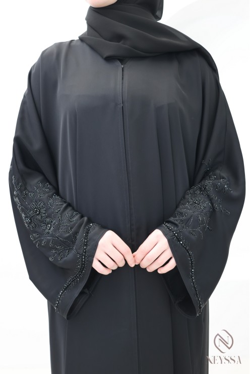 Dubai kimono abaya with embroidered pearls and rhinestones, Eid