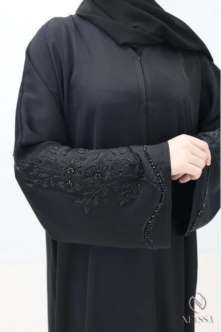 Dubai kimono abaya with embroidered pearls and rhinestones, Eid