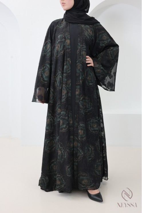 Abaya Dubai Kimono mit Stickereien und Strasssteinen, für Damen