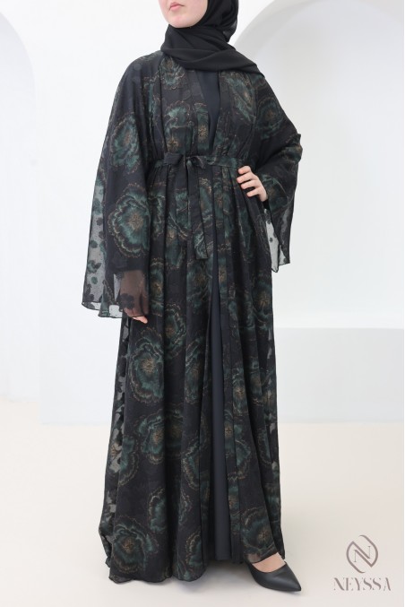 Abaya Dubai Kimono mit Stickereien und Strasssteinen, für Damen