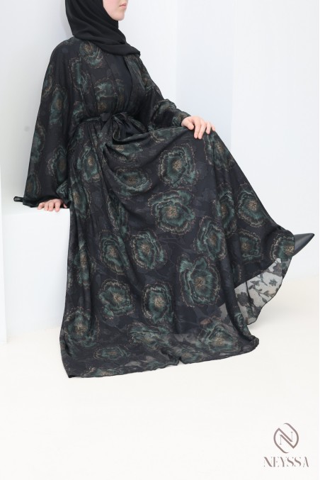 Abaya Dubai Kimono mit Stickereien und Strasssteinen, für Damen