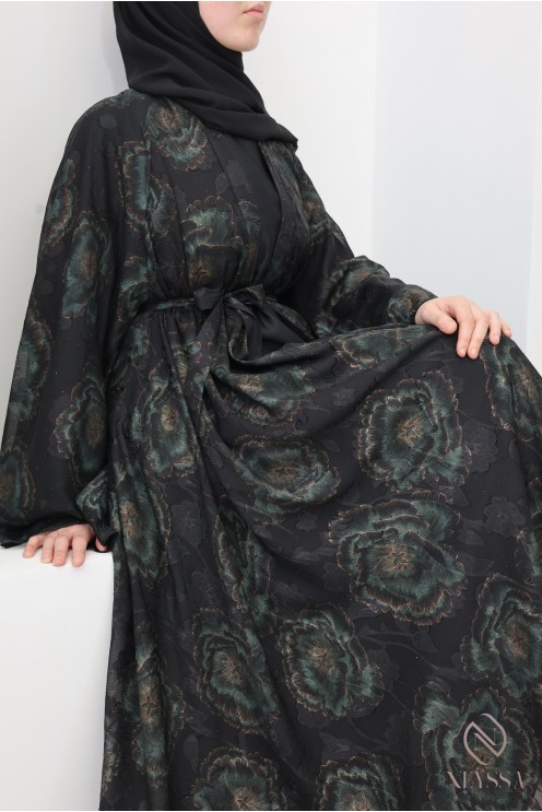 Abaya Dubai Kimono mit Stickereien und Strasssteinen, für Damen