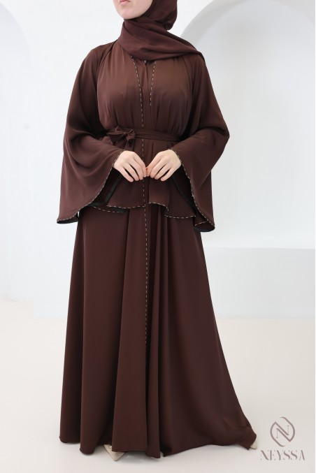 Abaya Dubaï kimono coupe évasée style khaleeji tenue Aïd femme
