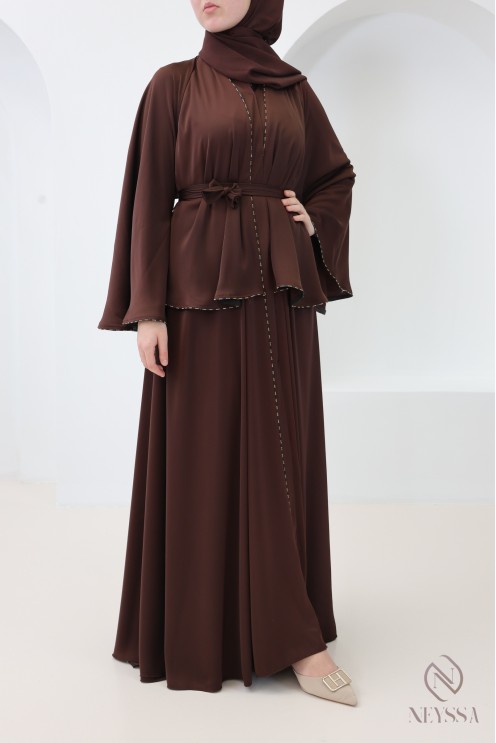 Abaya Dubai Kimono mit ausgestelltem Schnitt im Khaleeji-Stil, Eid