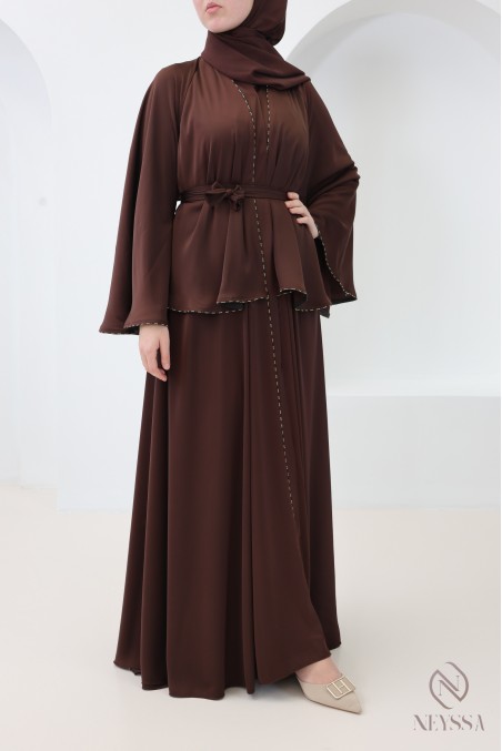 Abaya Dubai Kimono mit ausgestelltem Schnitt im Khaleeji-Stil, Eid