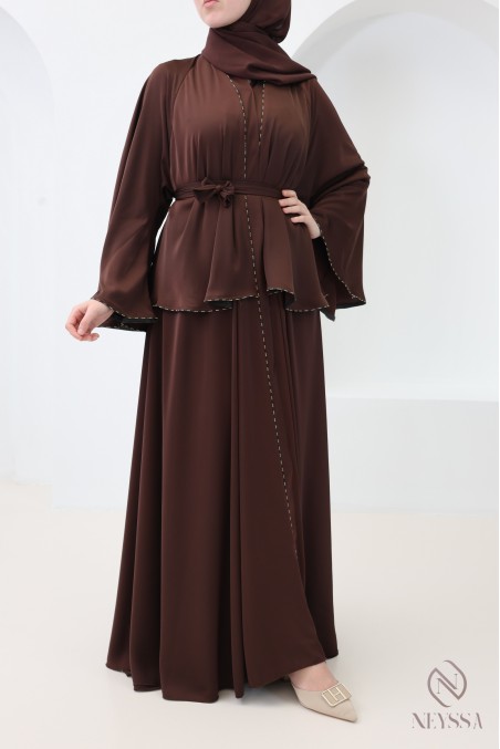 Abaya Dubaï kimono coupe évasée style khaleeji tenue Aïd femme