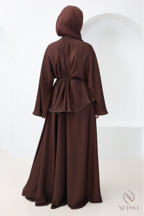 Abaya Dubaï kimono coupe évasée style khaleeji tenue Aïd femme