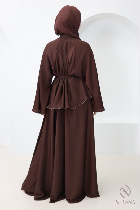 Abaya Dubaï kimono coupe évasée style khaleeji tenue Aïd femme