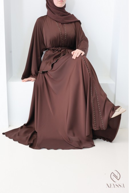 Abaya Dubaï kimono coupe évasée style khaleeji tenue Aïd femme