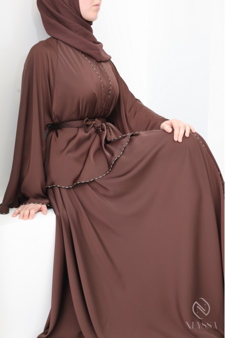 Abaya Dubaï kimono coupe évasée style khaleeji tenue Aïd femme