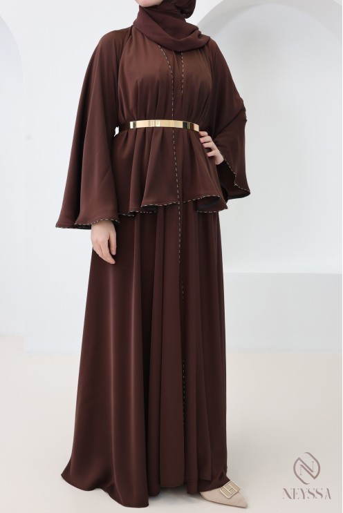 Abaya Dubaï kimono coupe évasée style khaleeji tenue Aïd femme