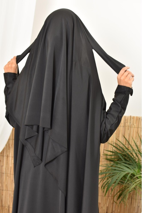 3-piece long black burkini, tunic, pants and hijab. ideal hijabi