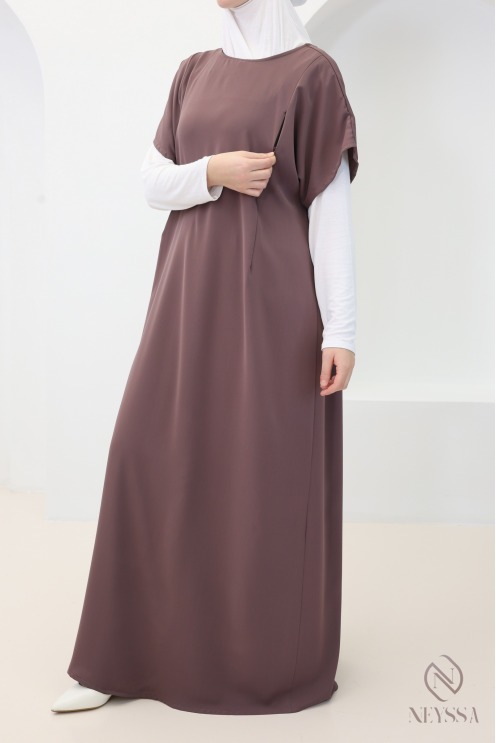 Sous abaya avec zip allaitement manches courtes en nidah femme