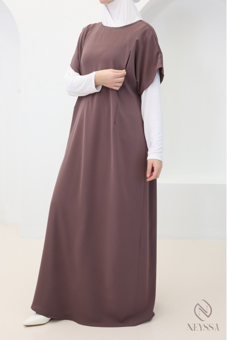 Sous abaya avec zip allaitement manches courtes en nidah femme