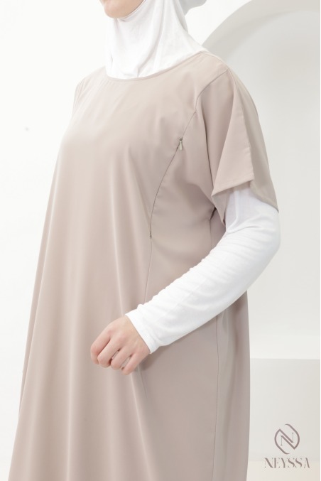 Short-sleeved nursing abaya with zipper for women by Nidah
