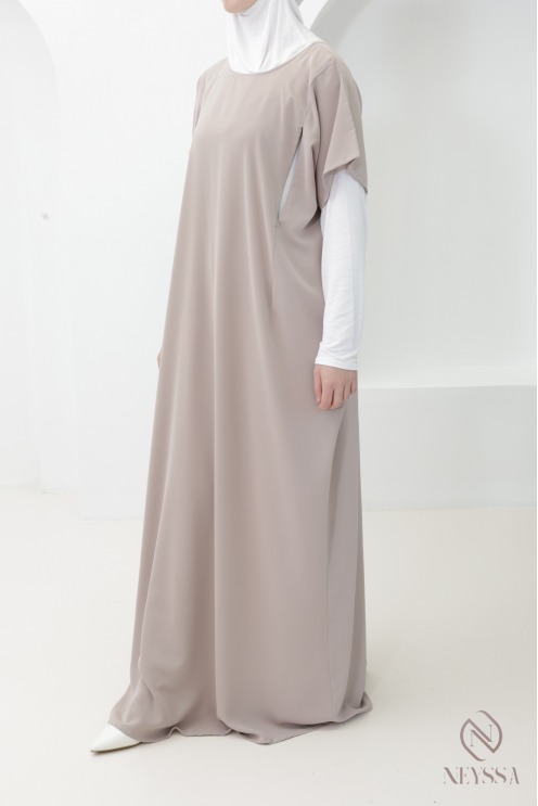 Short-sleeved nursing abaya with zipper for women by Nidah