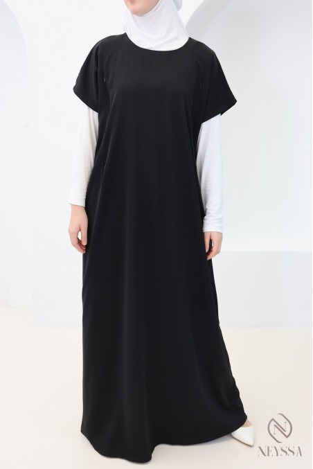 Short-sleeved nursing abaya with zipper for women by Nidah