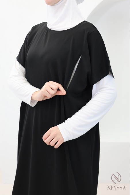 Short-sleeved nursing abaya with zipper for women by Nidah