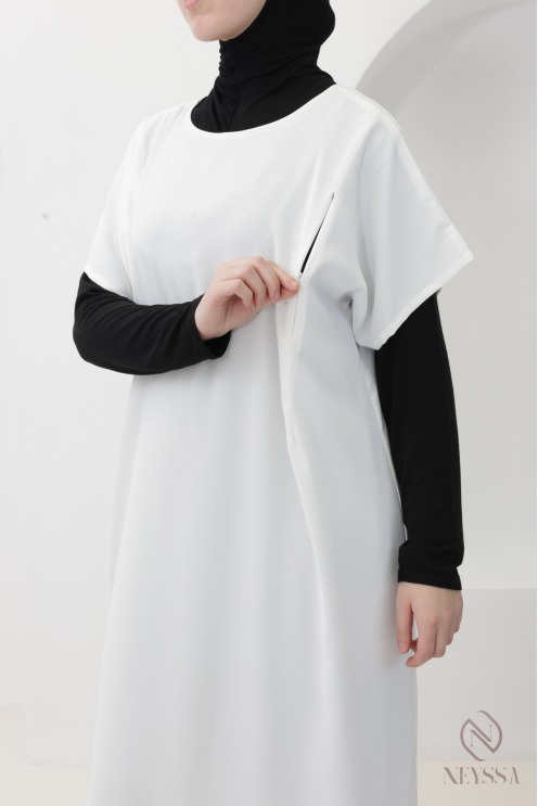 Short-sleeved nursing abaya with zipper for women by Nidah
